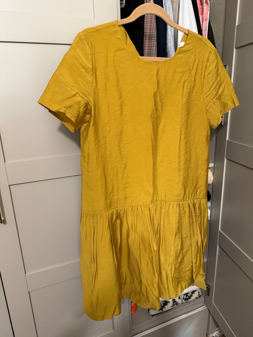 SAMSOE Mustard Yellow Short Sleeve Ruffle Hem Casual Dress